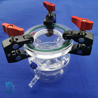 Op maat gemaakte corrosiebestendige hoogtransparante dubbelschaal kwartsreactor voor glaswerk van wetenschapslaboratoria