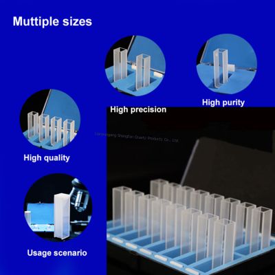 Corrosiebestendige en zeer transparante kwarts cuvetten worden gebruikt in spectrometers en spectrophotometers