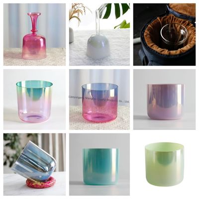 Customized gradient multi-color aurora music bowl chalice is used for stress relief, therapeutic meditation